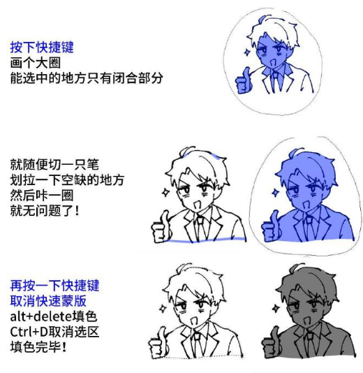 CSP快速蒙版+圈涂的快速填色教程