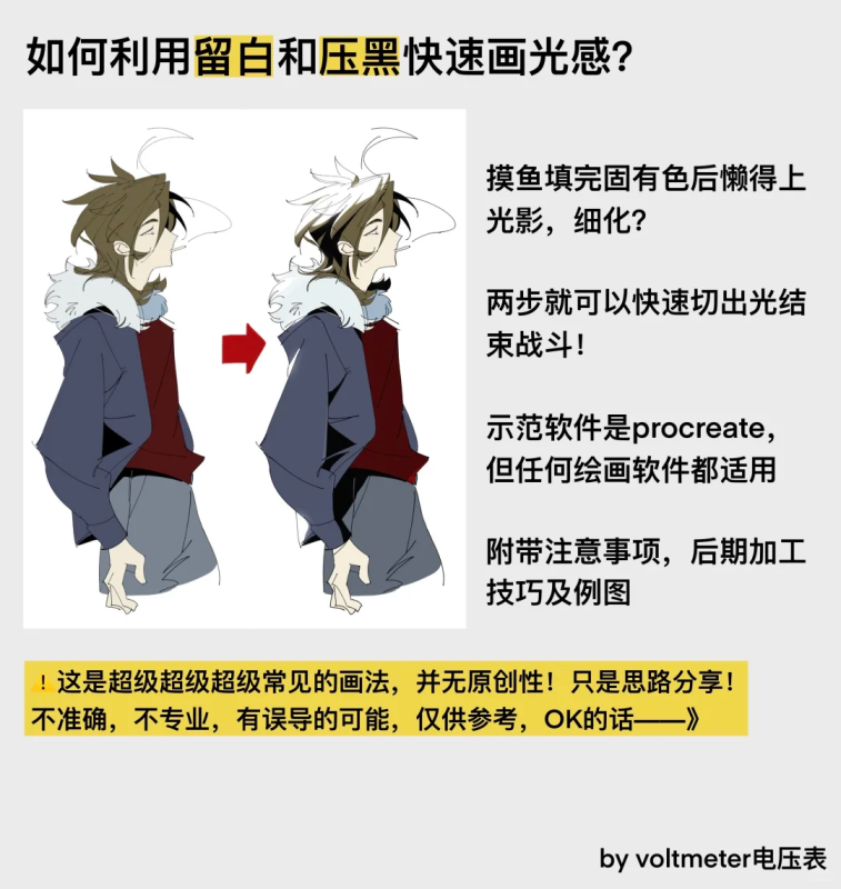 如何利用留白和压黑快速画光感？